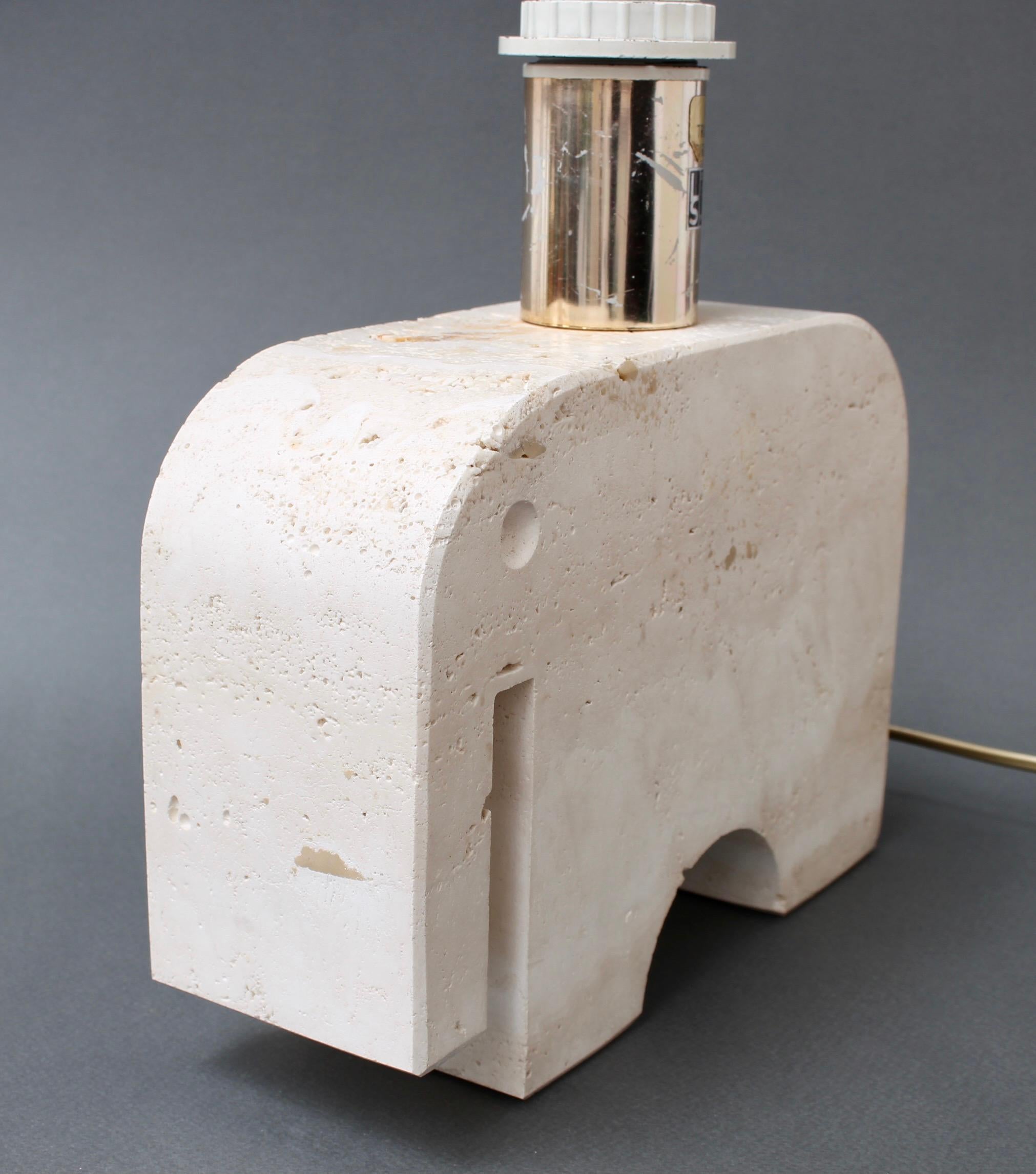 Vintage Italian Travertine Elephant Table Lamp by Mannelli Bros 'circa 1970s' For Sale 9