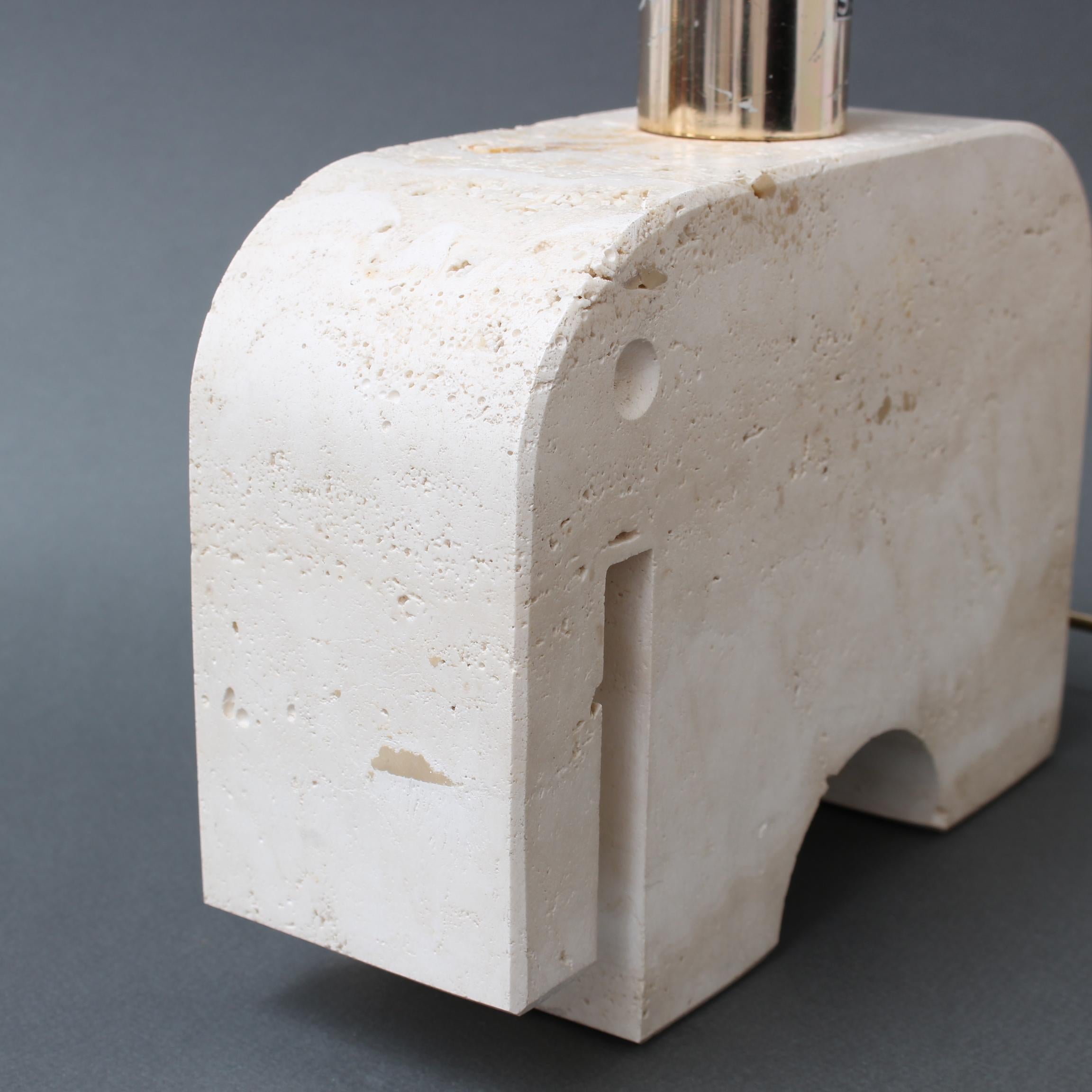 Vintage Italian Travertine Elephant Table Lamp by Mannelli Bros 'circa 1970s' For Sale 10