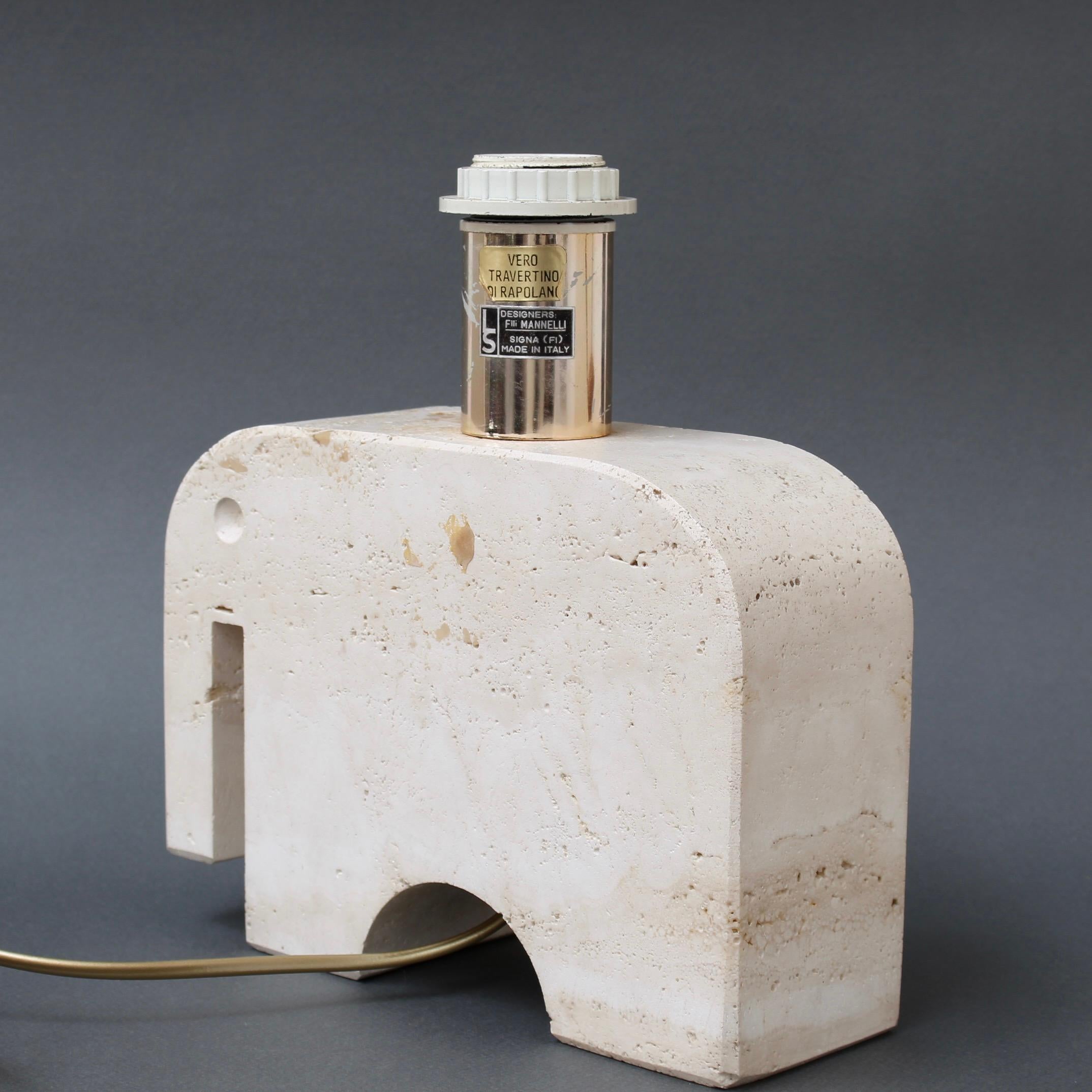 Vintage Italian Travertine Elephant Table Lamp by Mannelli Bros 'circa 1970s' For Sale 2