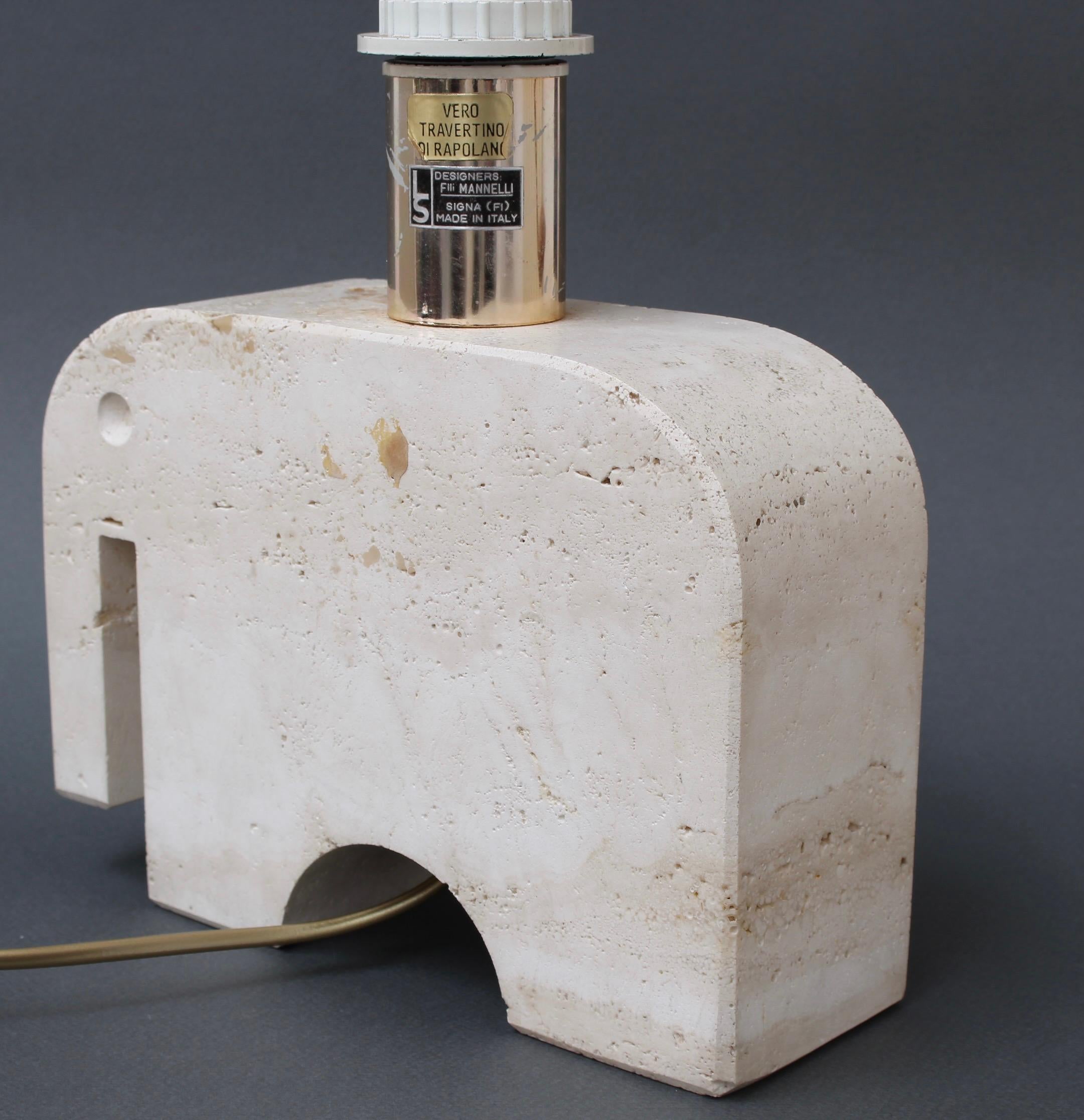 Vintage Italian Travertine Elephant Table Lamp by Mannelli Bros 'circa 1970s' For Sale 3