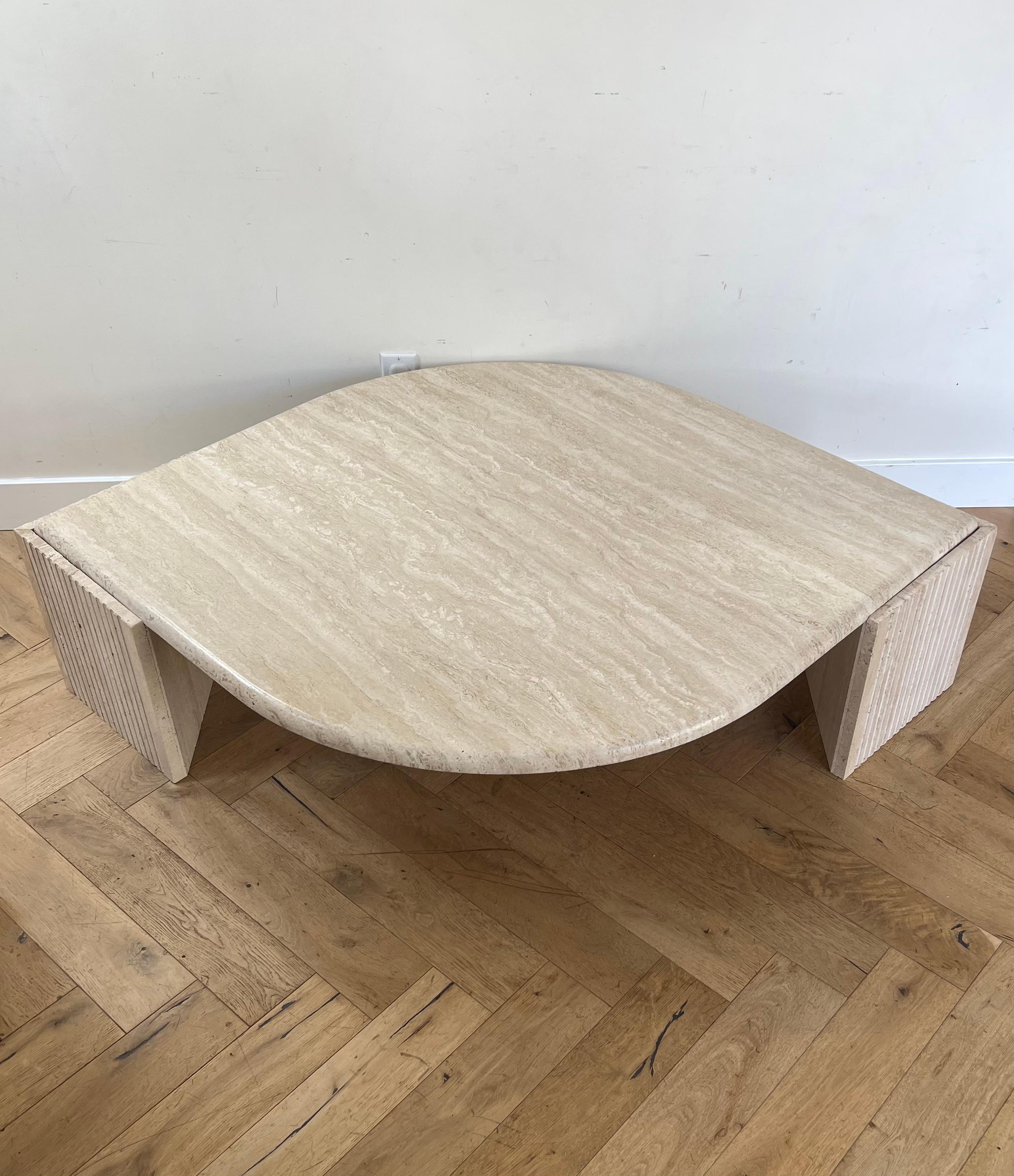 Vintage Italian travertine eye coffee table by Stone International, 1970s 13