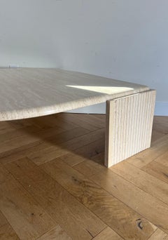 Vintage Italian travertine eye coffee table by Stone International, 1970s