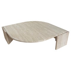 Vintage Italian travertine eye coffee table by Stone International, 1970s