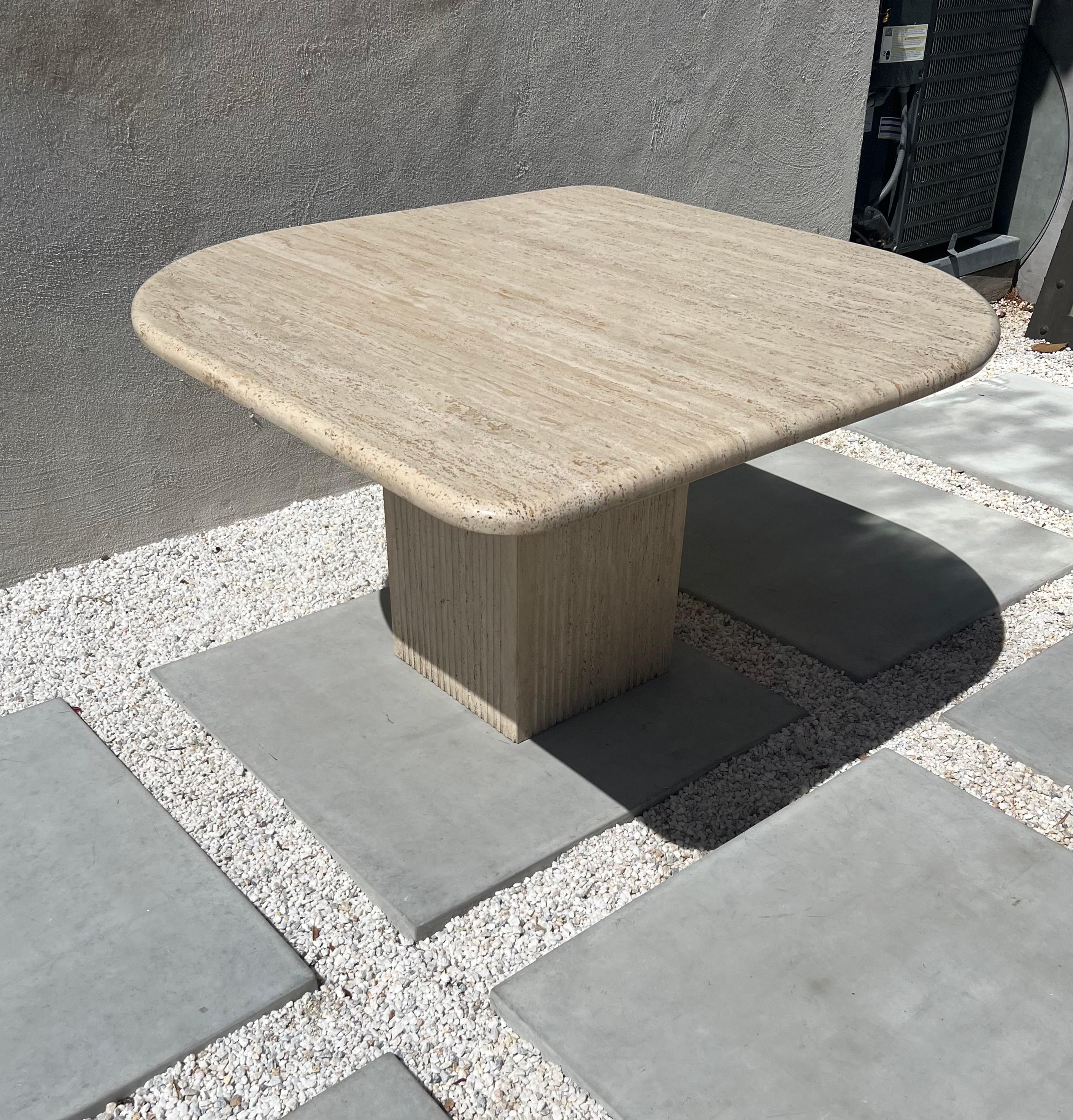 Vintage Italian Travertine Eye-Shaped Teardrop Dining Table, c. 1970 6