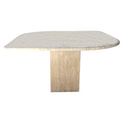 Vintage Italian Travertine Eye-Shaped Teardrop Dining Table, c. 1970