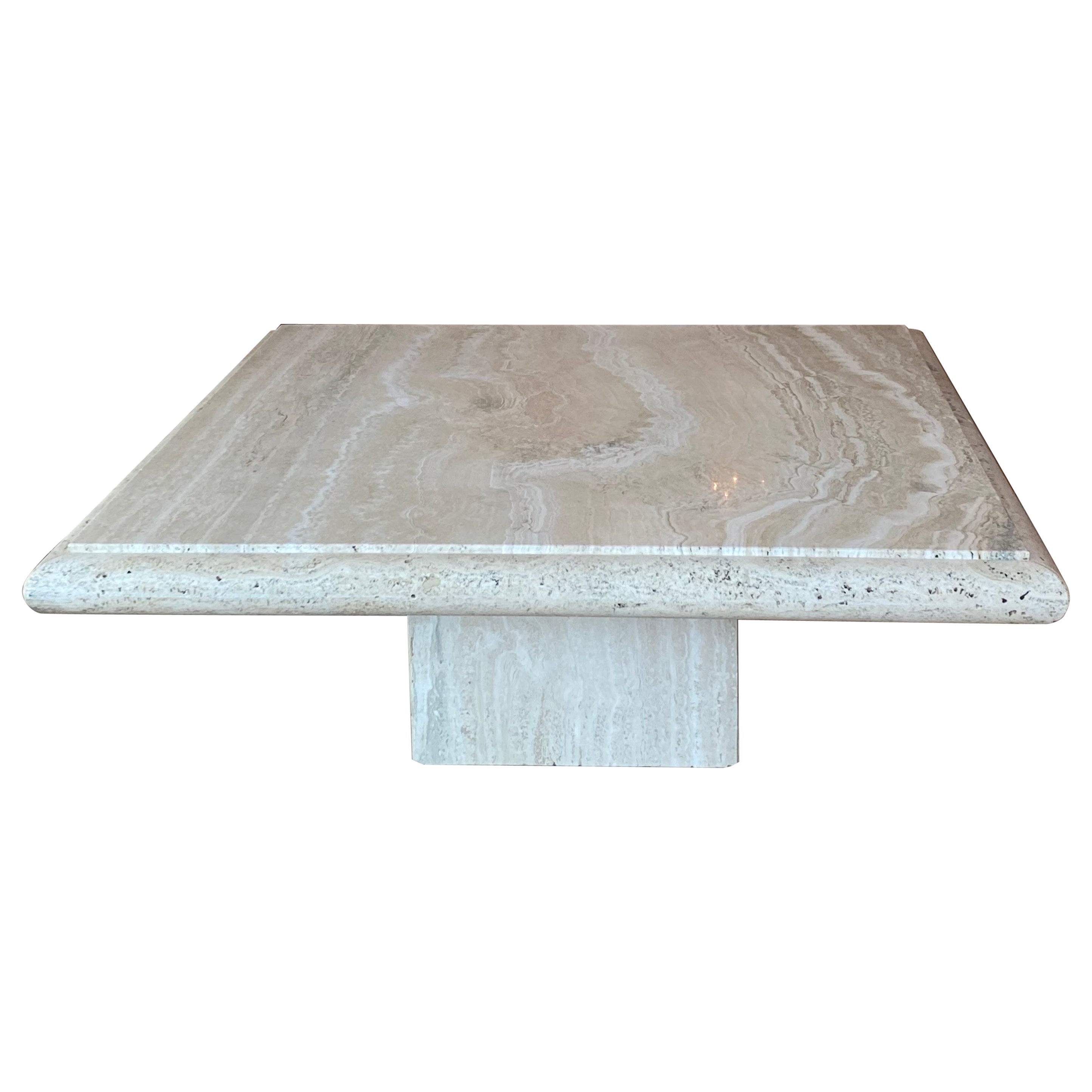 Vintage Italian Travertine Italian Coffee Cocktail Table by International Stone