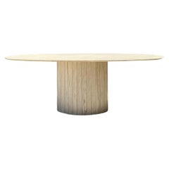Vintage Italian Travertine Oval Dining Table