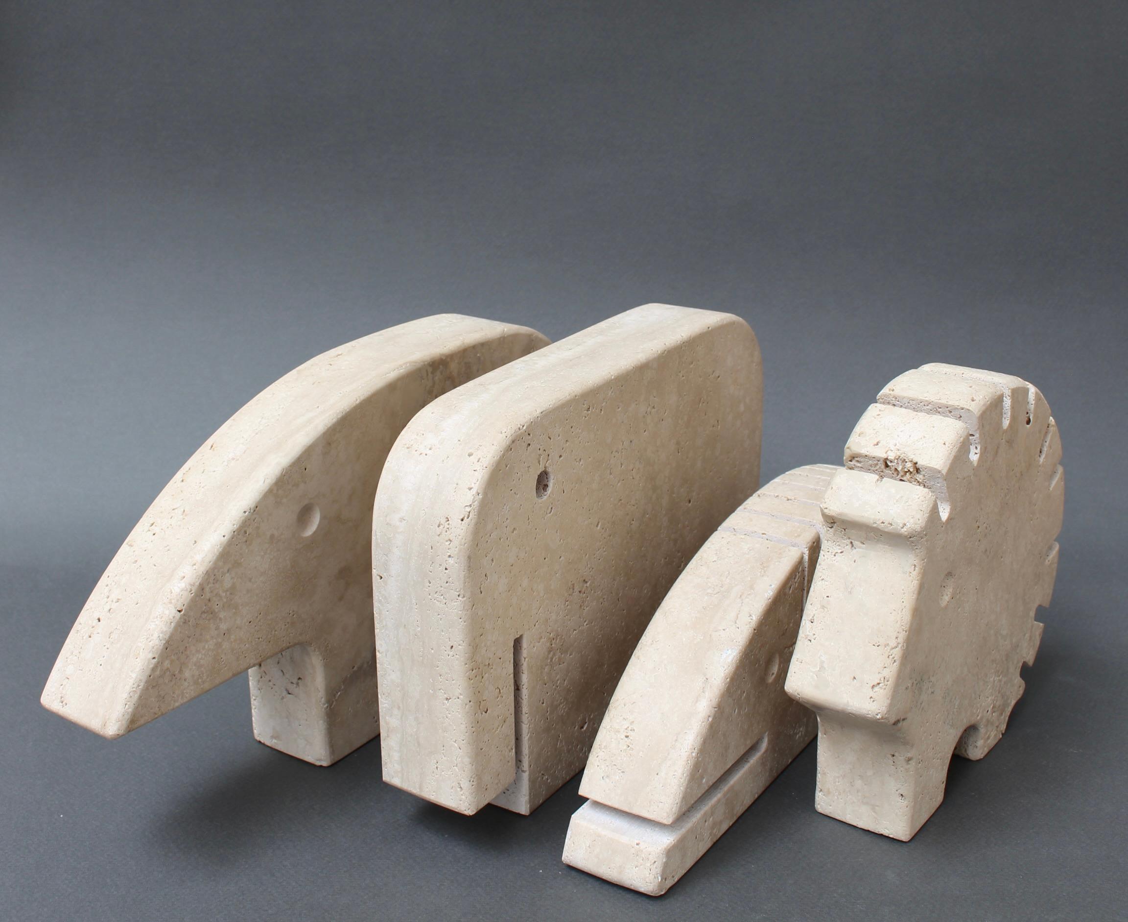 Escultura de mesa vintage italiana de travertino y puercoespín de Mannelli Bros en venta 3