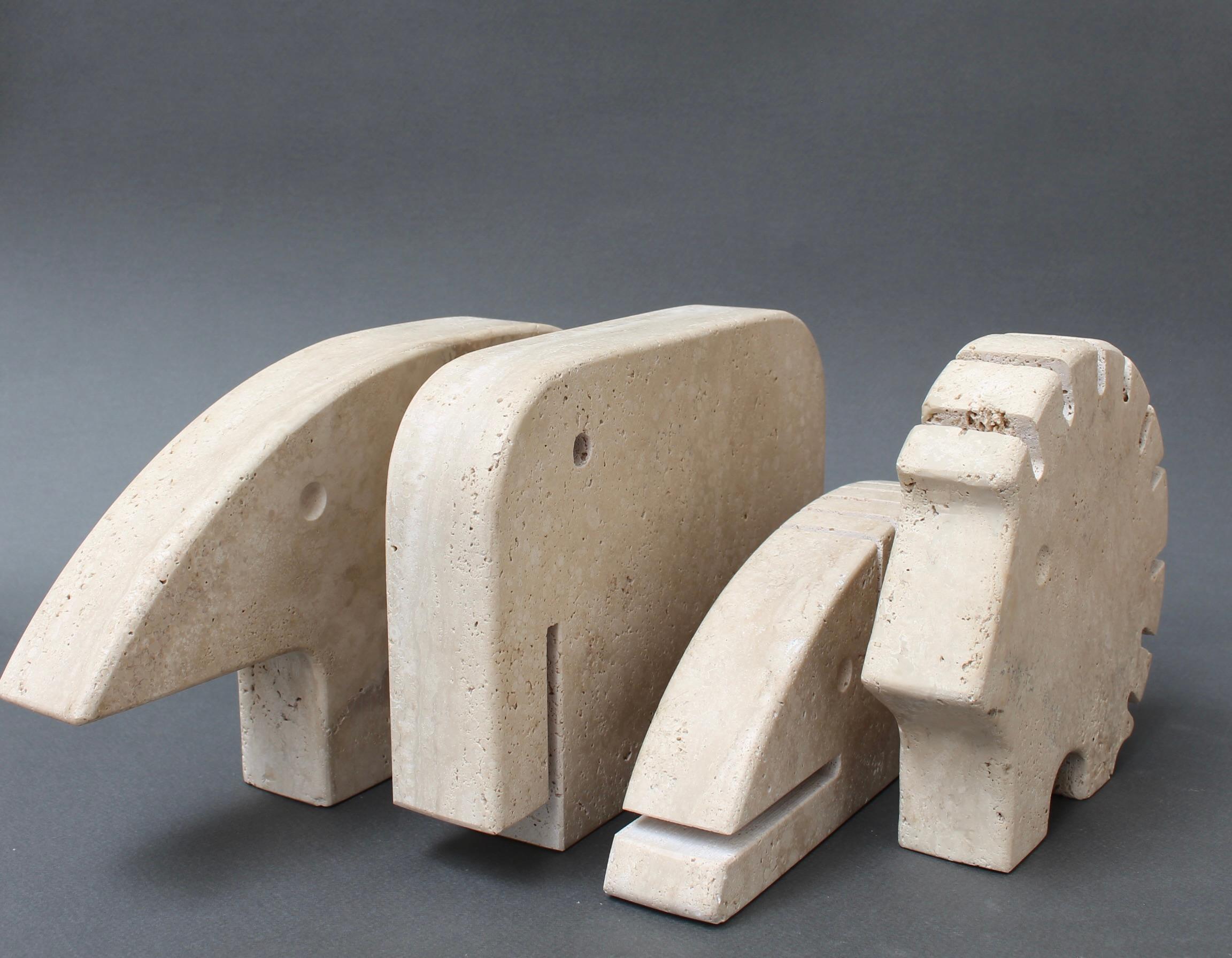 Escultura de mesa vintage italiana de travertino y puercoespín de Mannelli Bros en venta 2