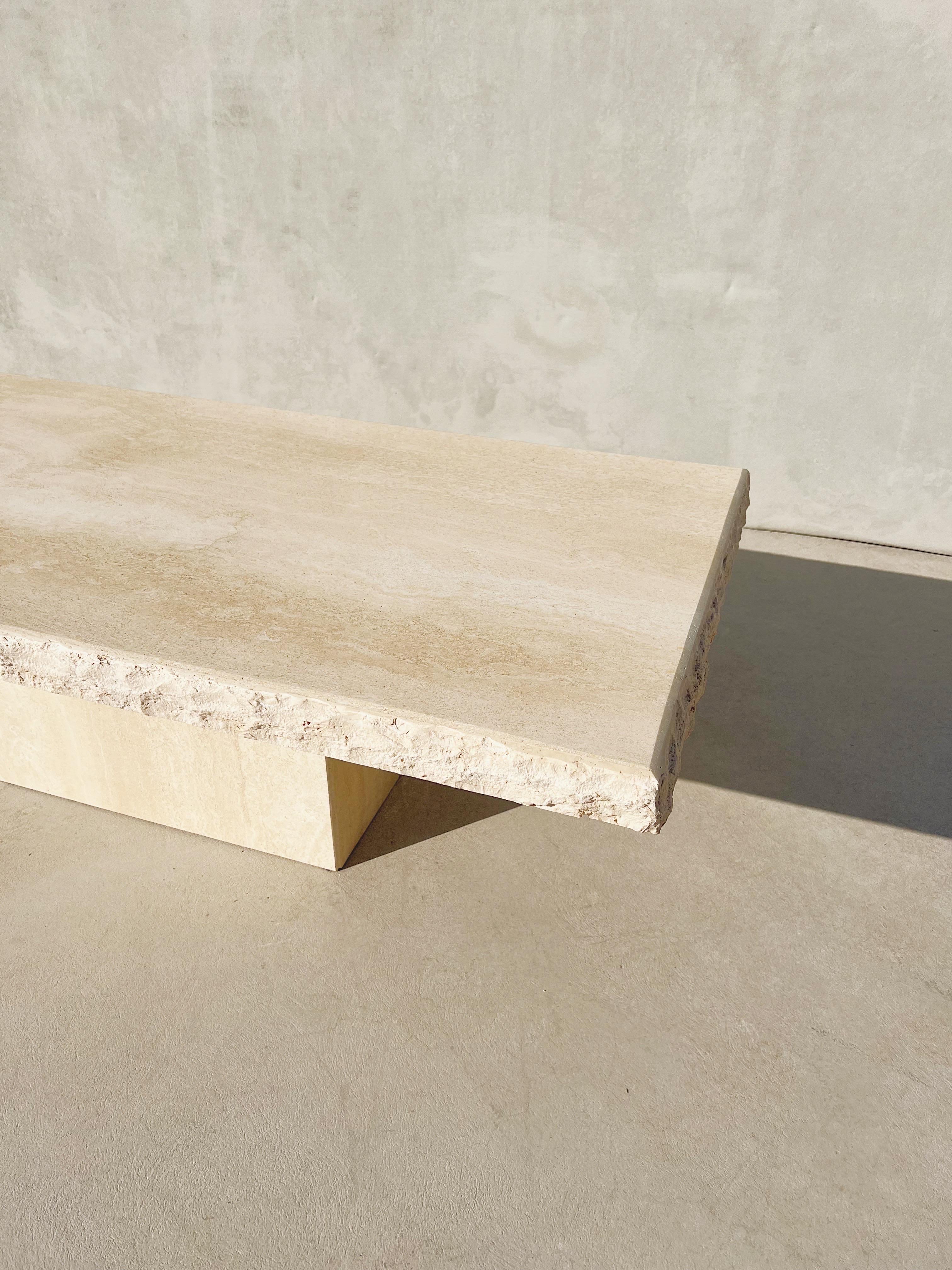Vintage Italian Travertine Rectangular Coffee Table With Live Edges

A vintage Italian travertine coffee table, showcasing a polished base and a smooth, freshly polished and newly sealed top accented with textured live edges  

Milky, wavy, textured
