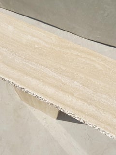 Console rectangulaire italienne vintage en travertin