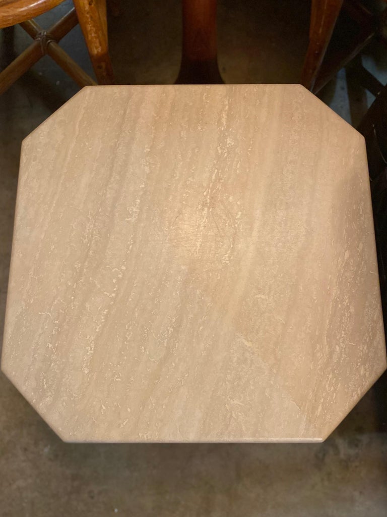Vintage Italian Travertine Side Table with Pedestal Base For Sale at ...
