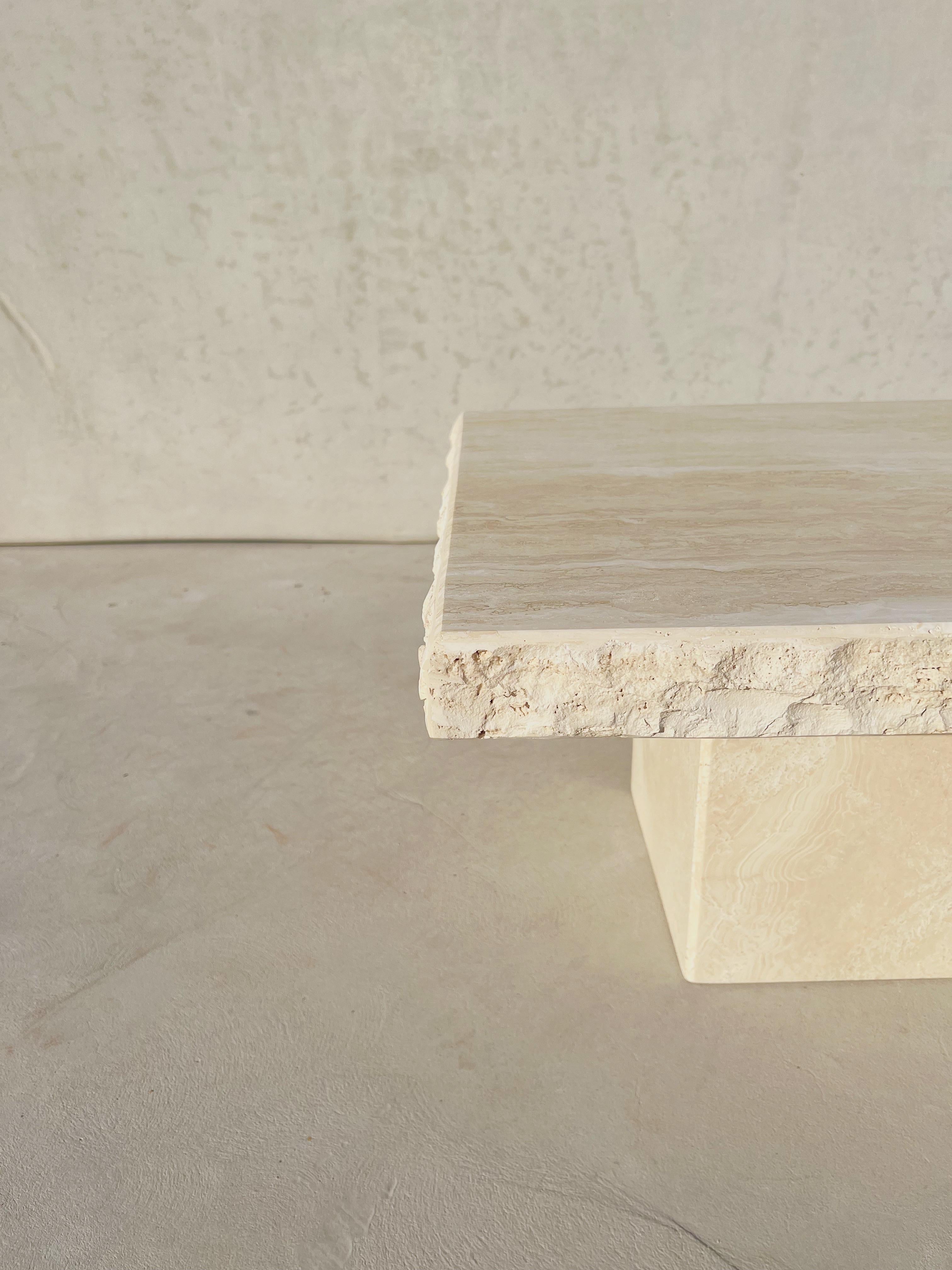 Vintage Italian Travertine Square Coffee Table with Live Edges 6