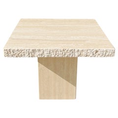 Vintage Italian Travertine Square Side Table