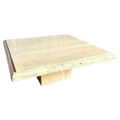 Vintage Italian Travertine Square Top Coffee Table