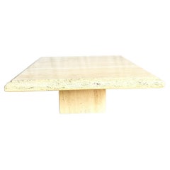 Vintage Italian Travertine Square Top Coffee Table