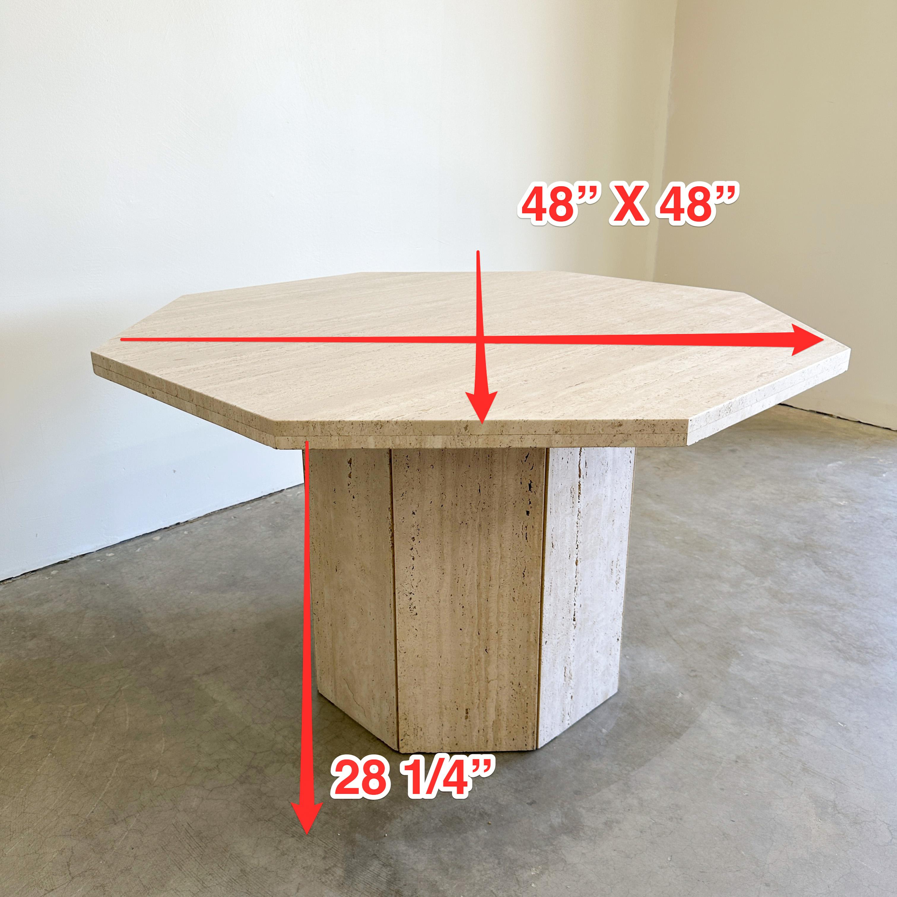 Vintage Italian Travertine Stone Octagon Dining Table Postmodern MCM 70s 80s 3
