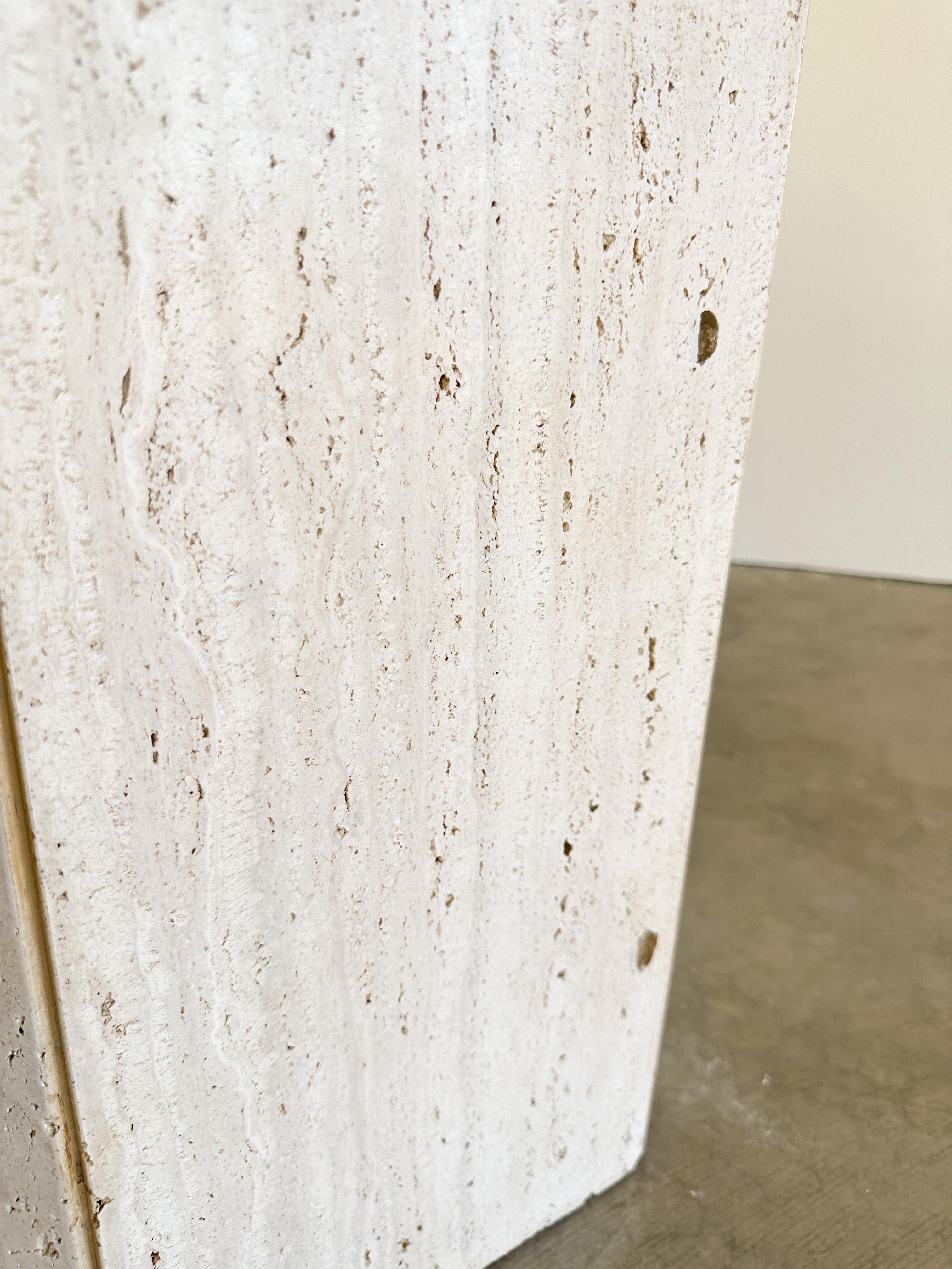 Vintage Italian Travertine Stone Octagon Dining Table Postmodern MCM 70s 80s 1