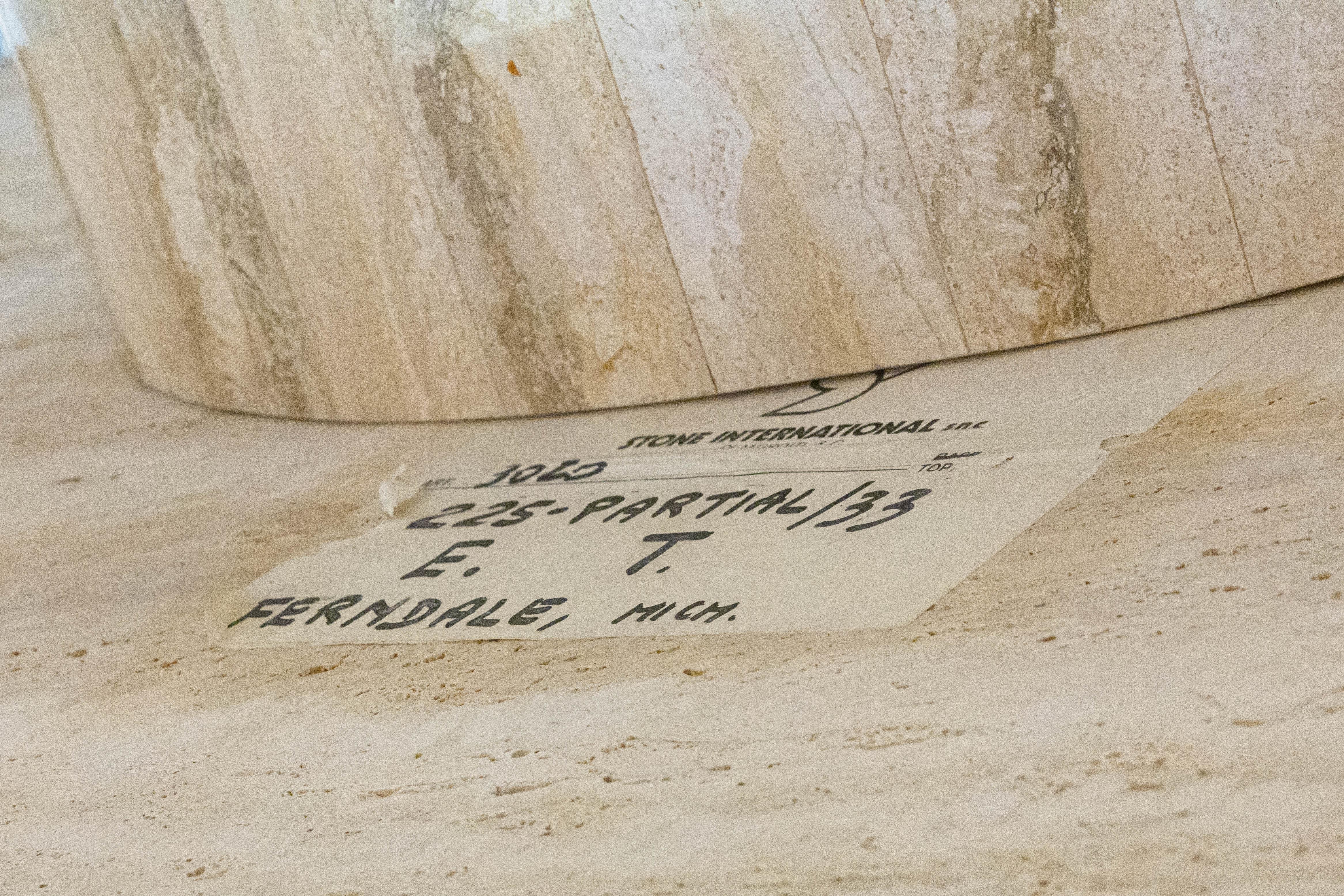 Vintage Italian Travertine Stone Oval Shaped Pedestal Base Dining Table For Sale 2