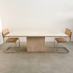 Vintage Italian Mid-Century Modern Travertine Dining Table, 1970s