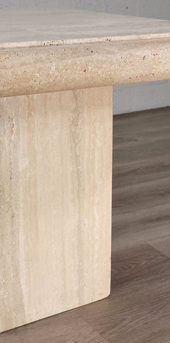 Vintage Italian Travertine Stone Side Table by Stone International Post-Modern