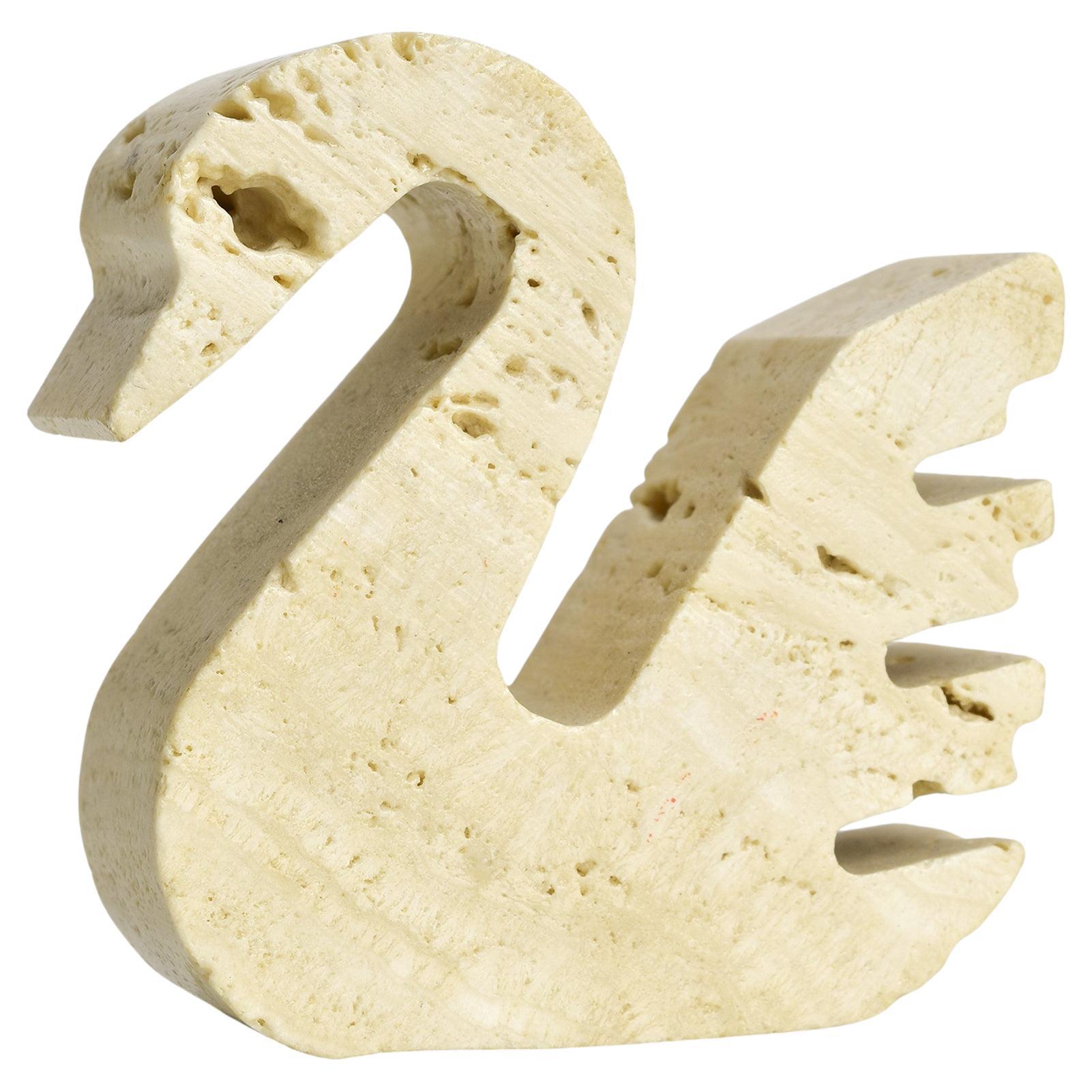 Vintage Italian Travertine Swan Bird Sculpture Paperweight Fratelli Mannelli