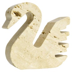 Vintage Italienisch Travertin Swan Vogel Skulptur Briefbeschwerer Fratelli Mannelli