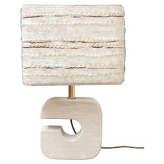 Vintage Italian Travertine Table Lamp (circa 1970s)