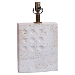 Used Italian Travertine Table Lamp 