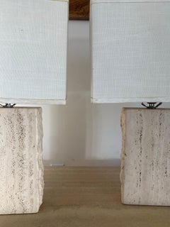 Vintage Italian Travertine Table Lamps, 1960s