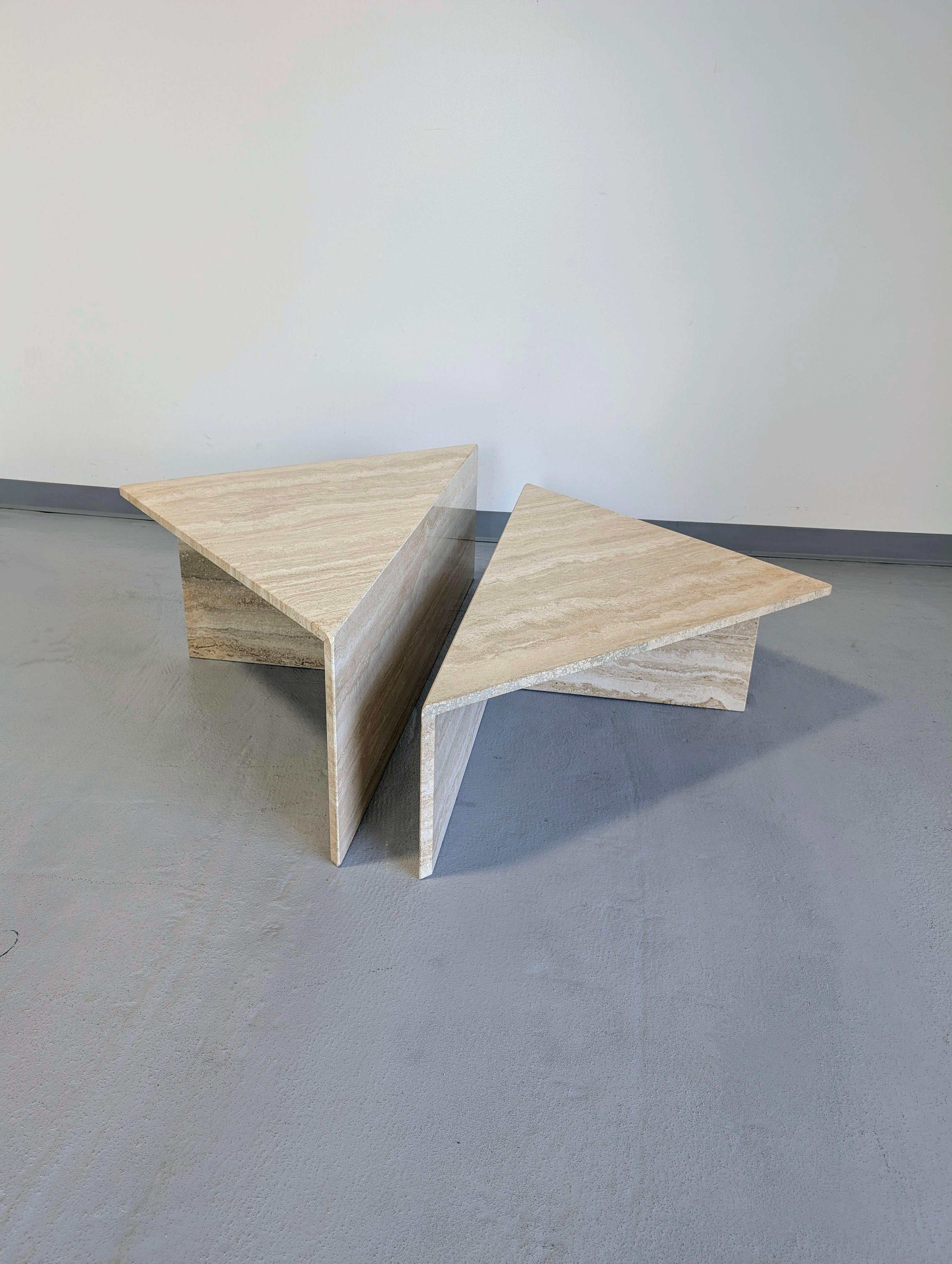 20th Century Vintage Italian Travertine Tiered Tables