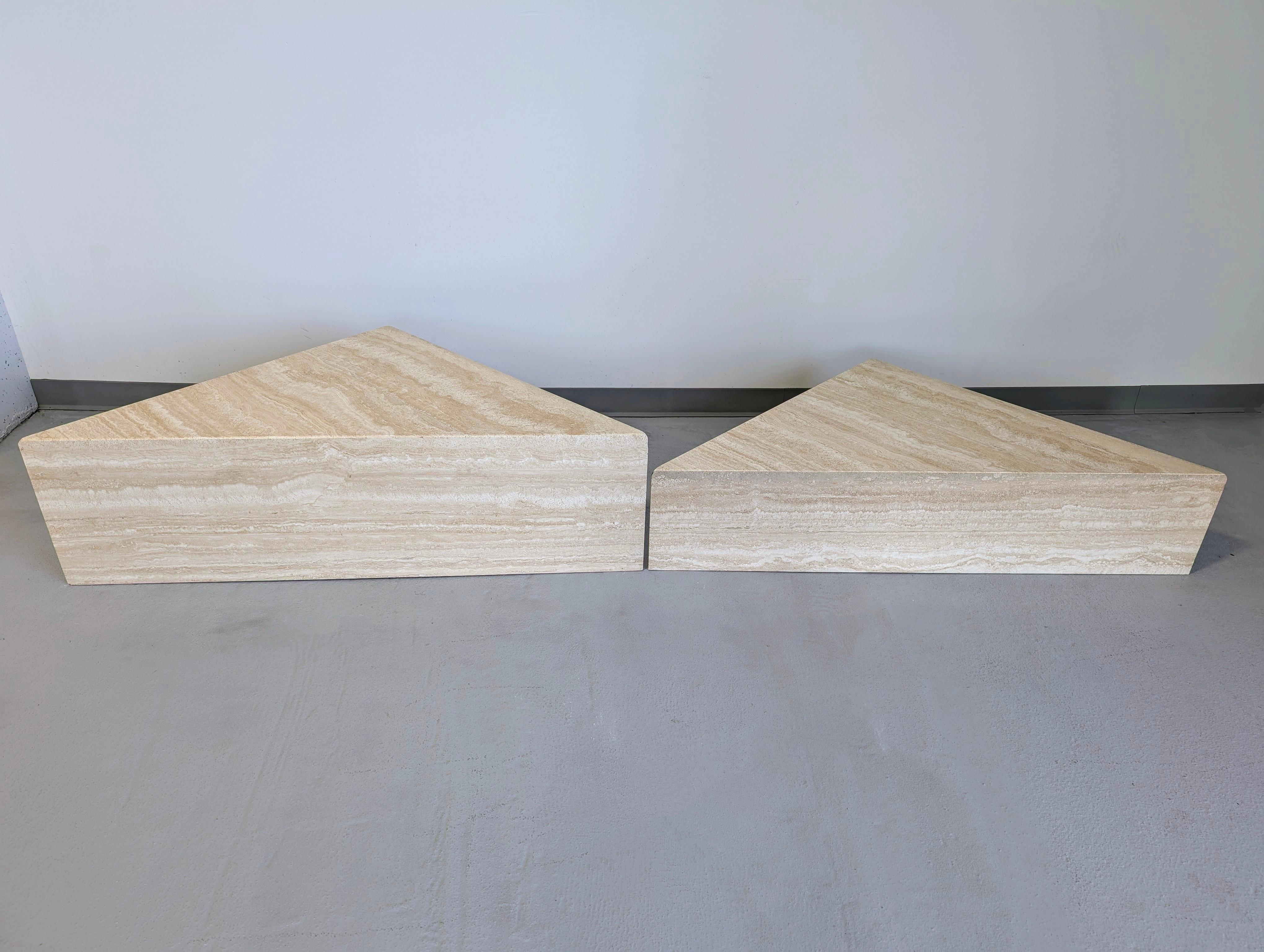 Vintage Italian Travertine Tiered Tables 2