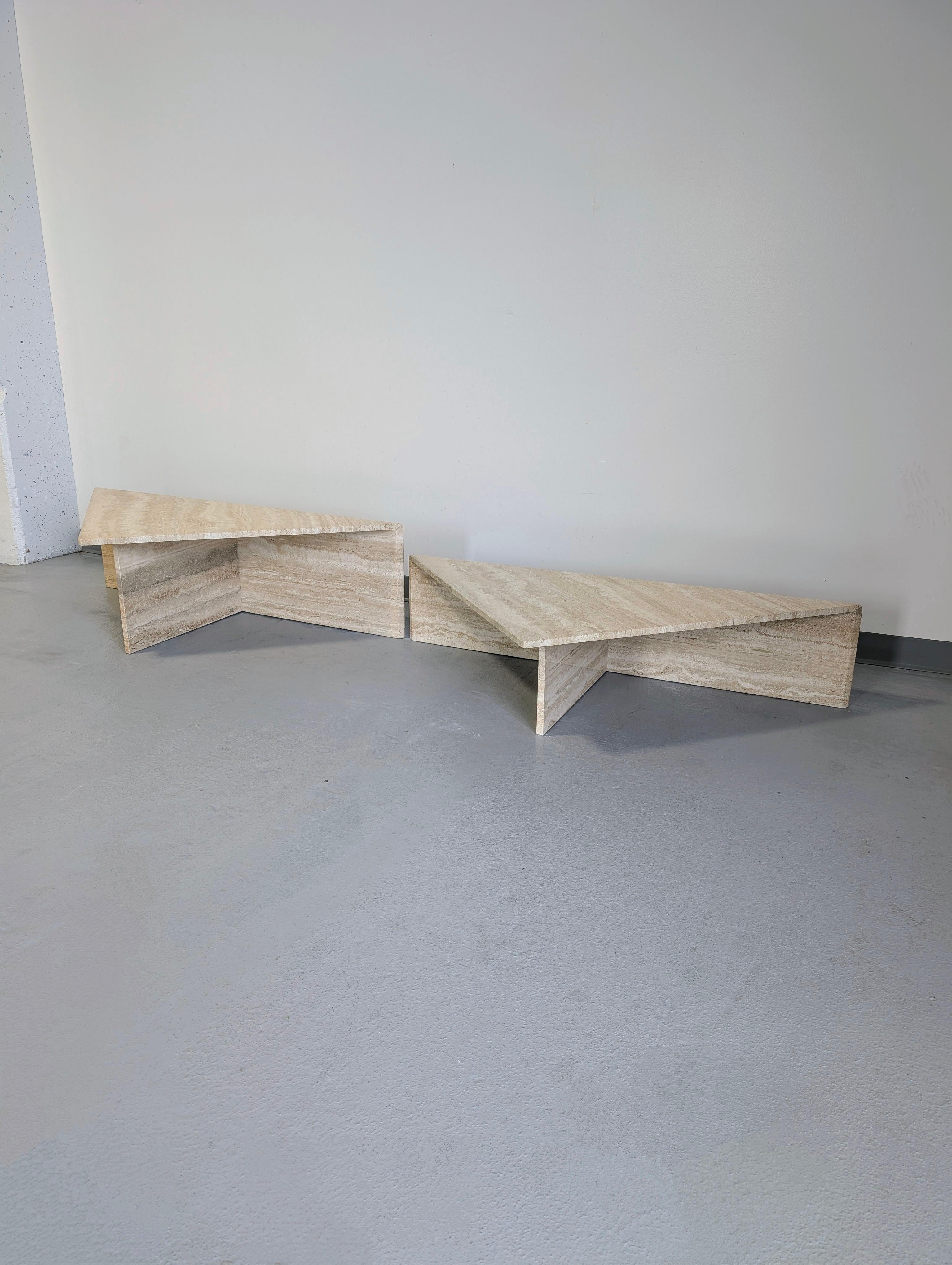 Vintage Italian Travertine Tiered Tables 4