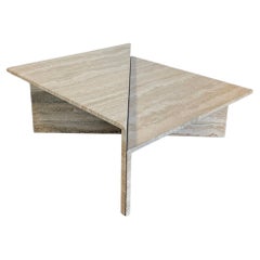 Vintage Italian Travertine Tiered Tables