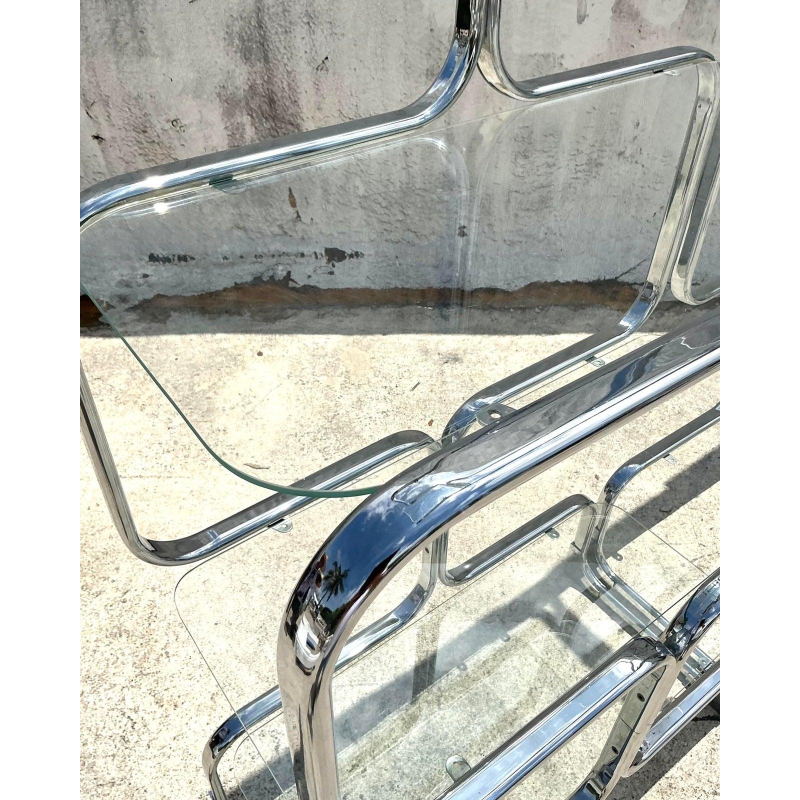 Etagère vintage italienne en chrome Tricom - Lot de 3 en vente 4