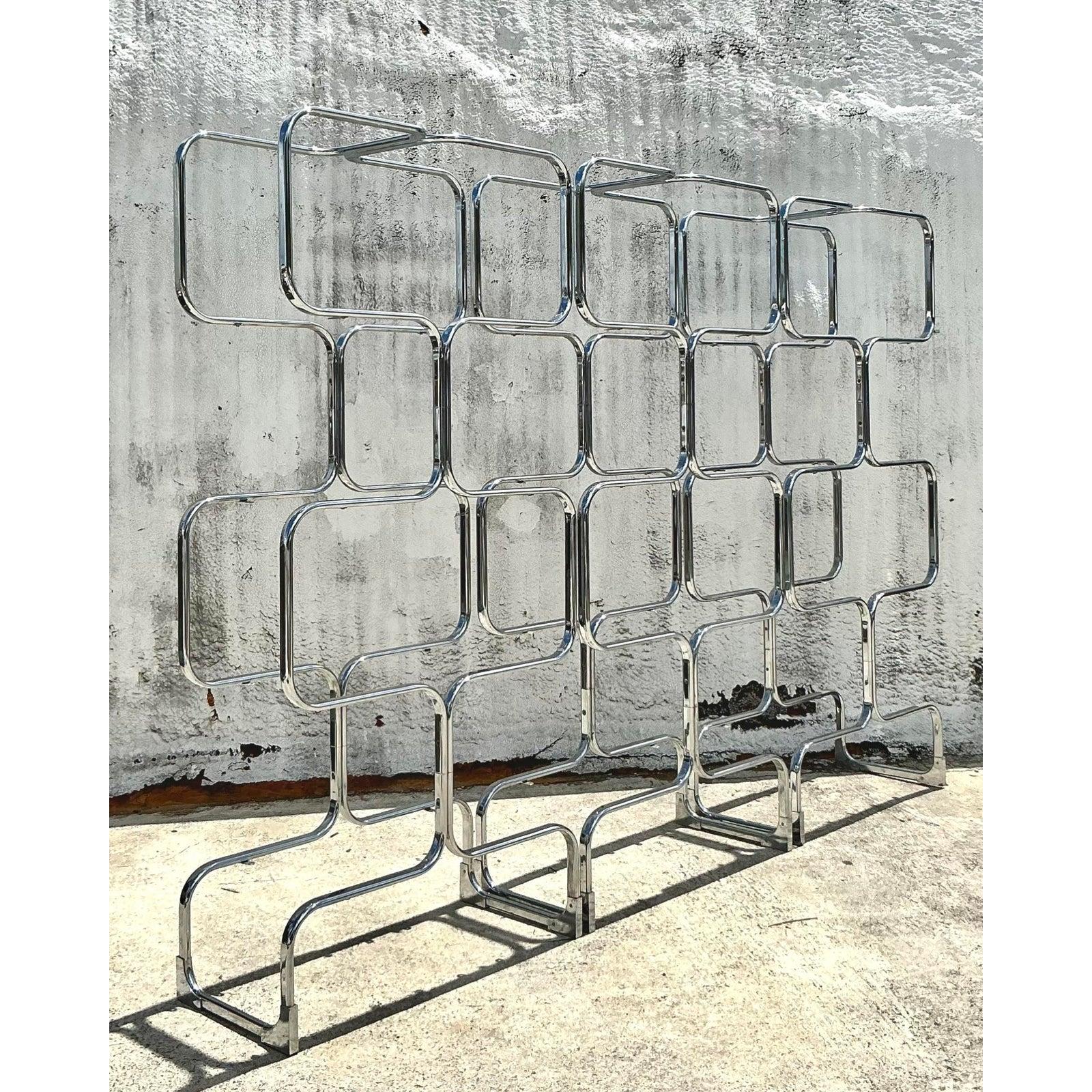 Etagère vintage italienne en chrome Tricom - Lot de 3 en vente 1