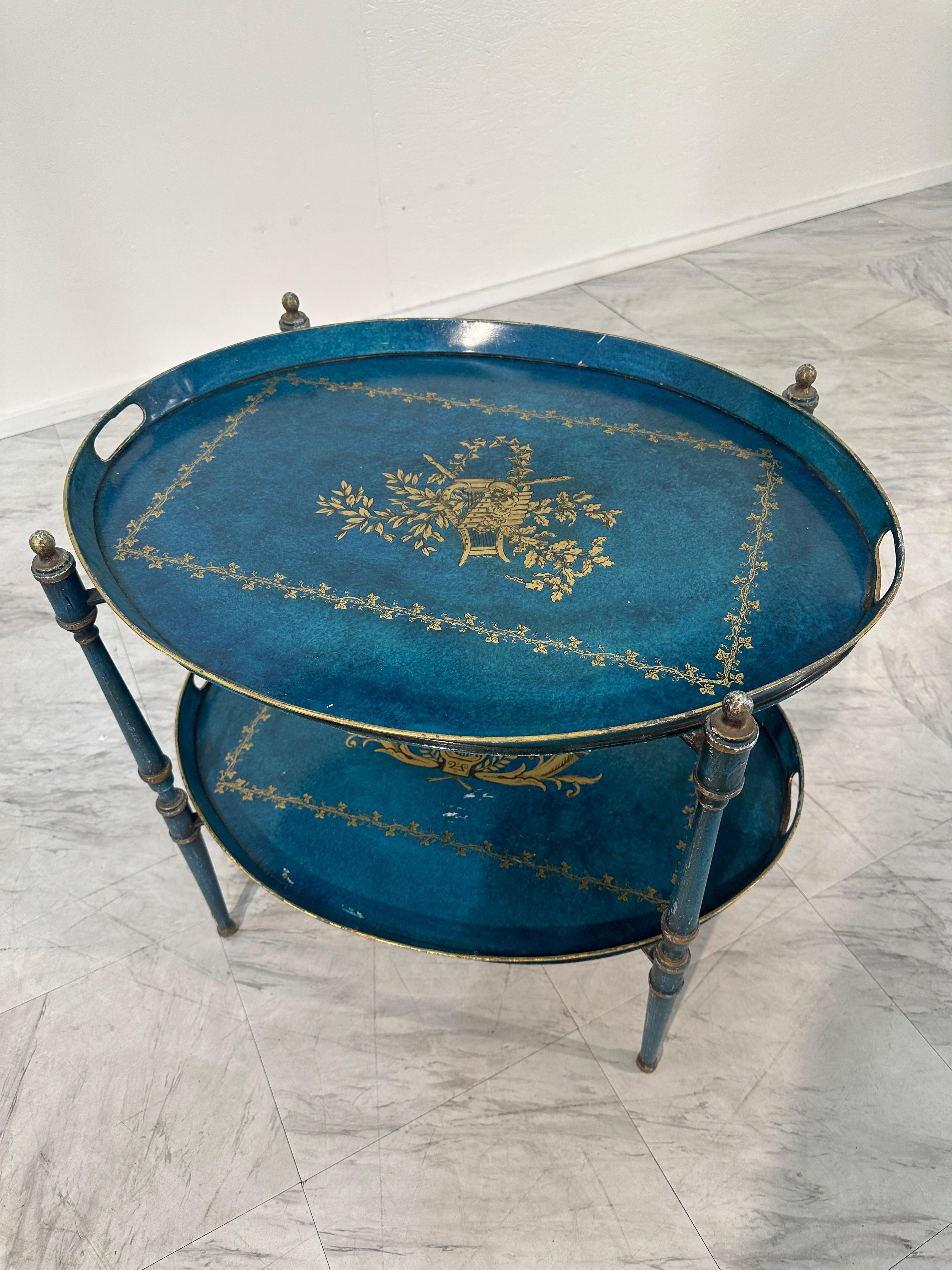 Mid-Century Modern Vintage Italian Trolley With Two Removable Trays, 1950s For Sale