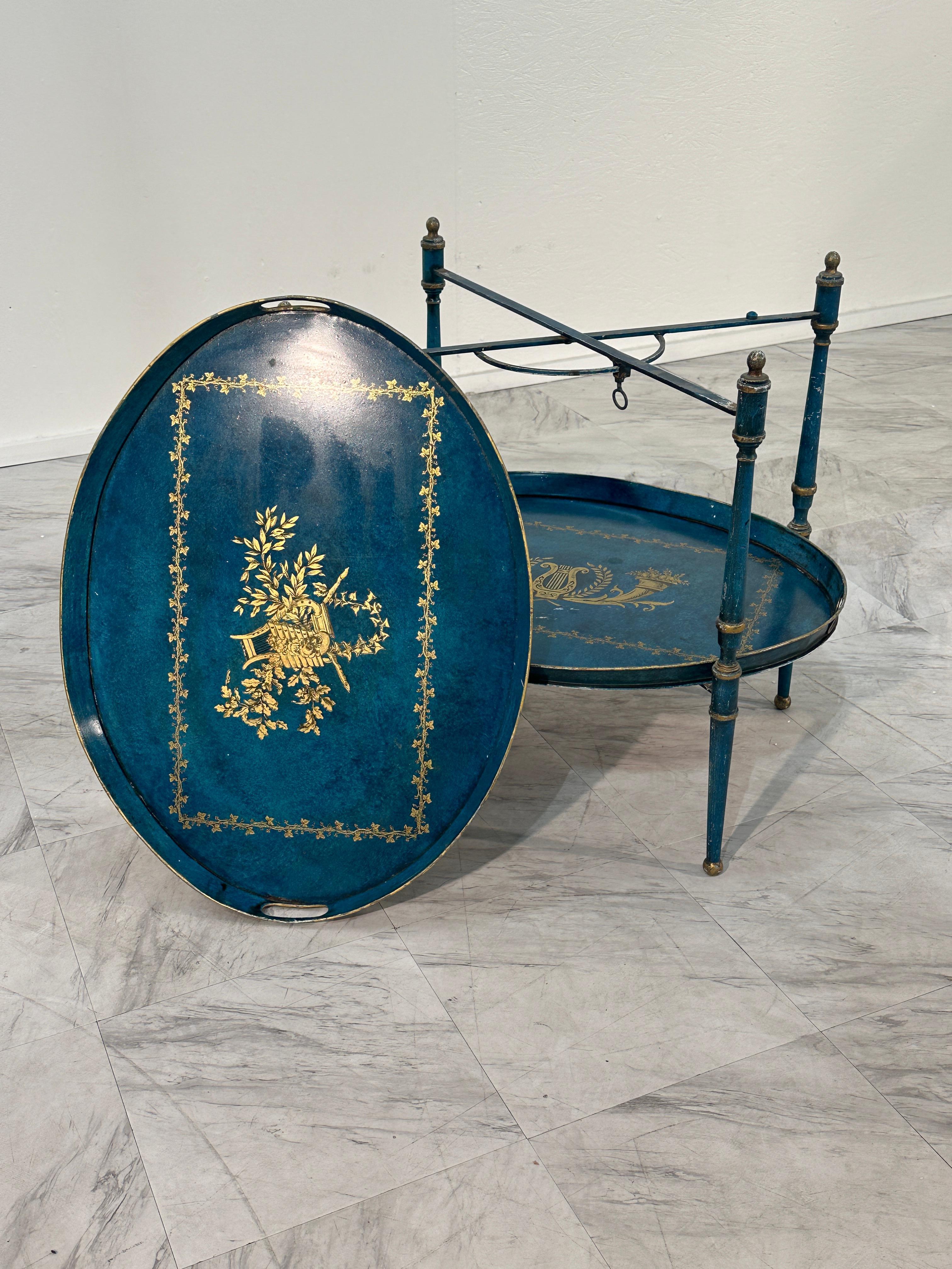 Mid-20th Century Vintage Italian Trolley With Two Removable Trays, 1950s For Sale