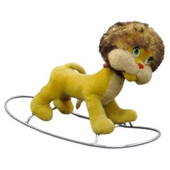 Vintage Italian Trupa Trudi Plush Stuffed Lion Rocking Childs Rocker Hobby Horse