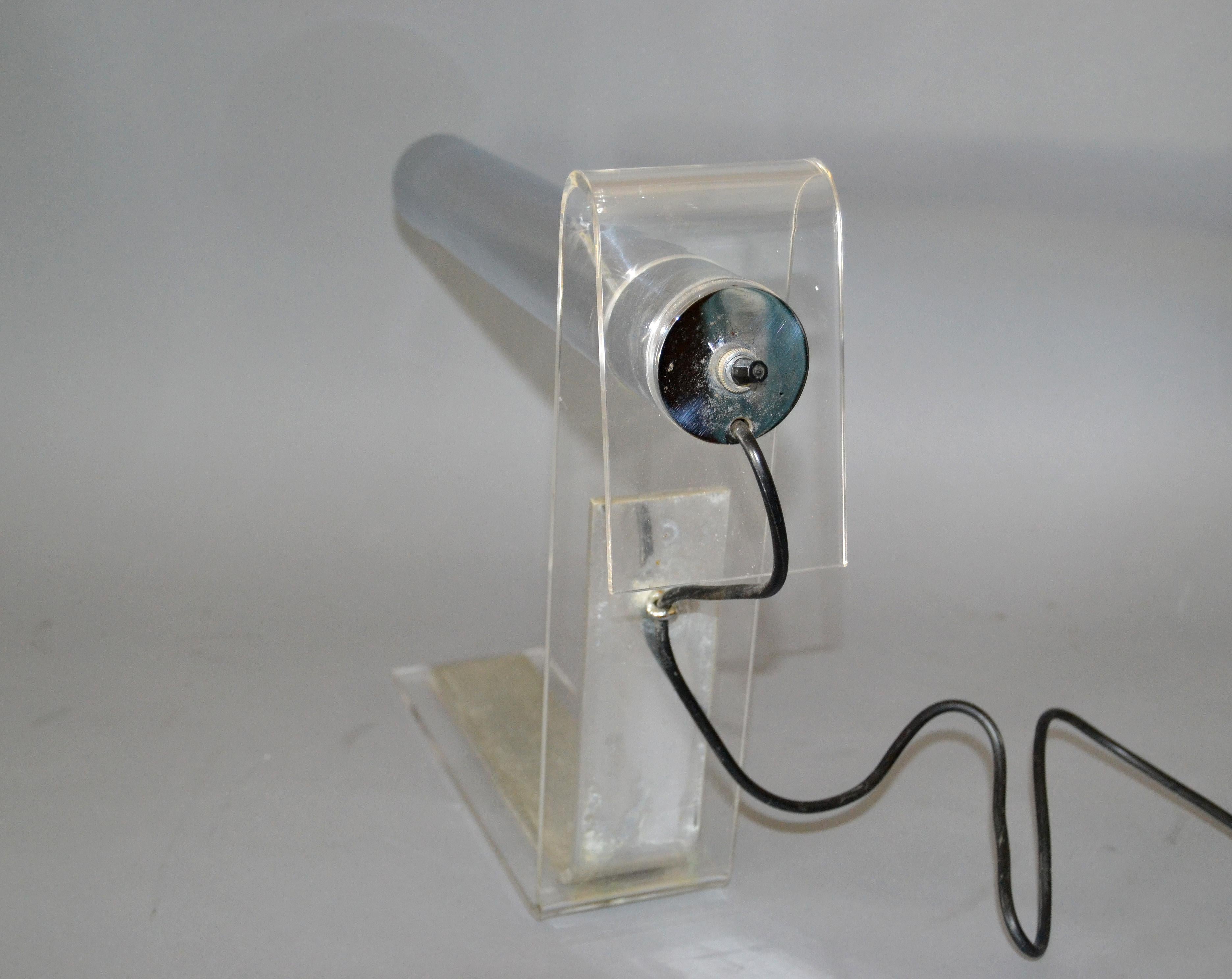 Vintage Italian Tubular Chrome Lucite Table Desk Lamp Mid-Century Modern 2