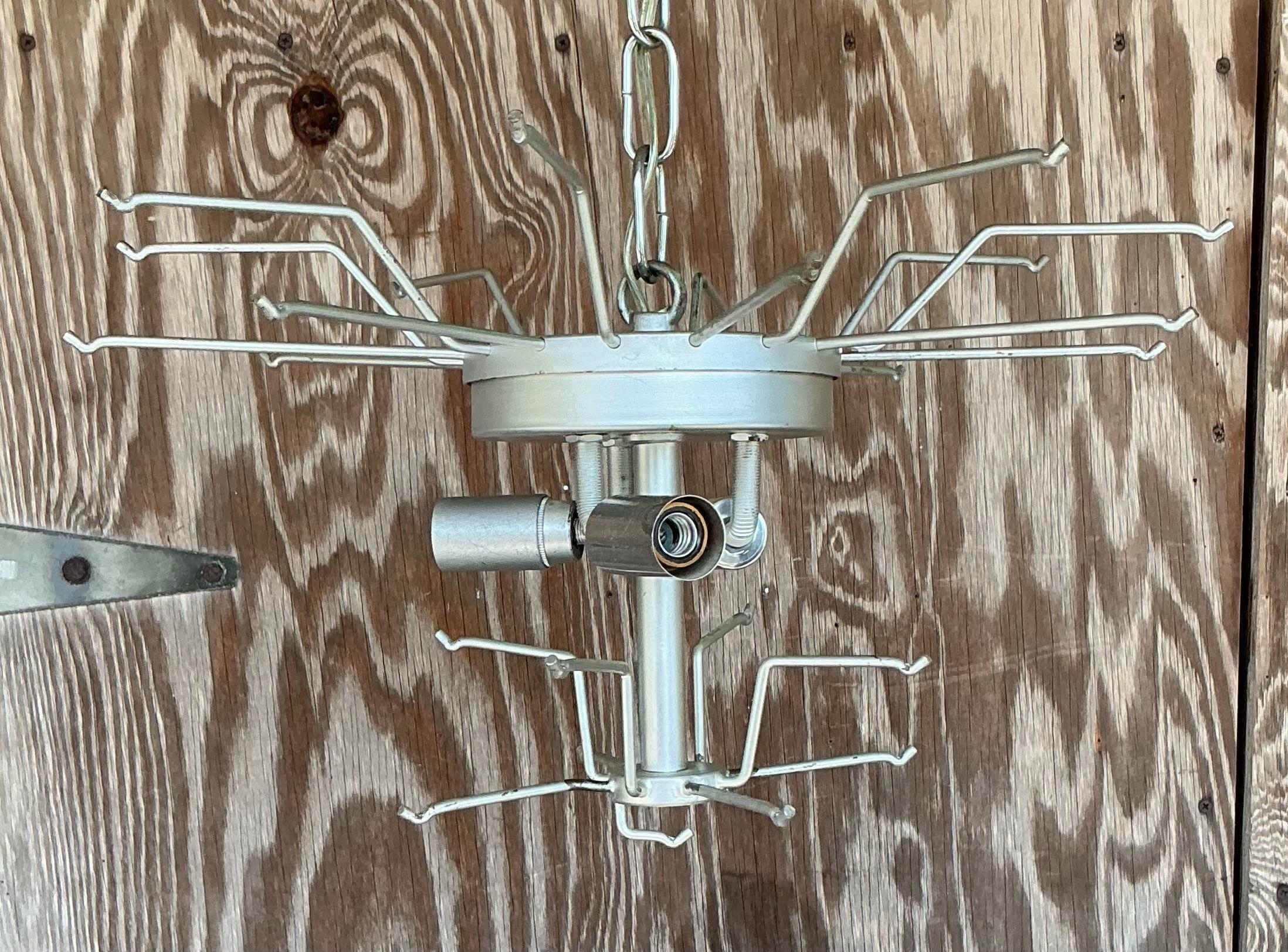 Vintage Italian Tubular Glass Chandelier After Murano In Good Condition For Sale In west palm beach, FL
