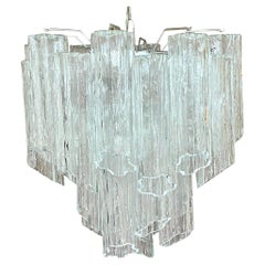 Vintage Italian Tubular Glass Chandelier After Murano
