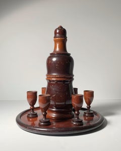 Vintage Italian Turned Wood Thermos Carafe Set Attributed to Aldo Tura