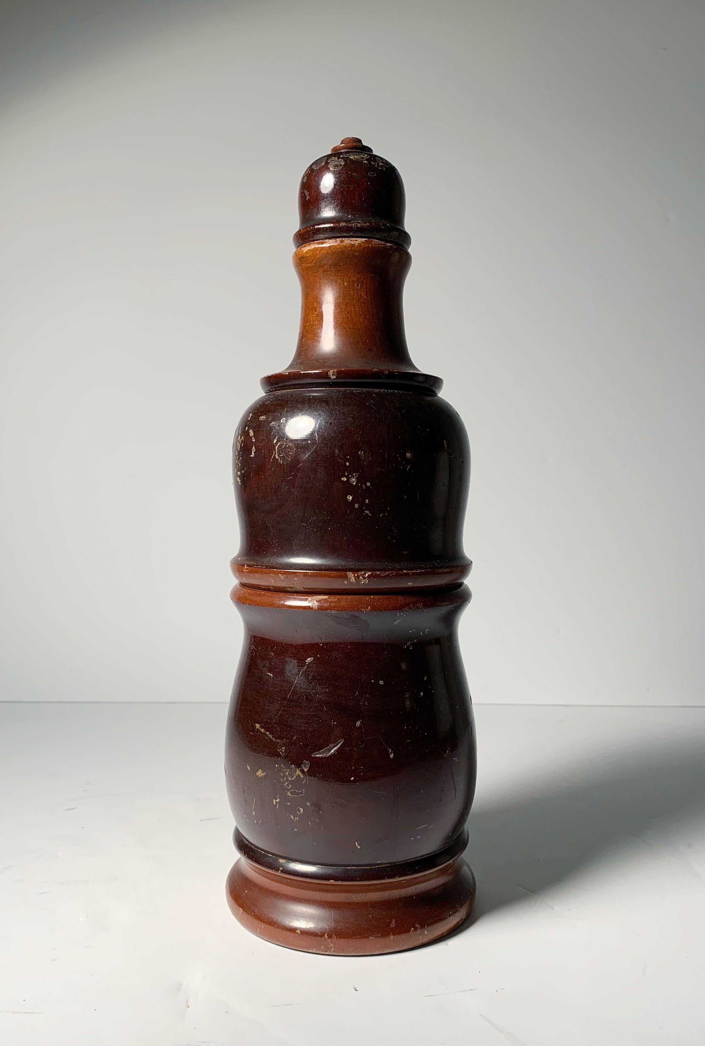 Vintage Italian Turned Wood Thermos Carafe Set Attributed to Aldo Tura In Good Condition For Sale In Chicago, IL