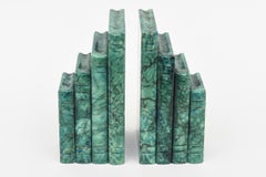 Vintage Italian Turquoise Green Alabaster Book Bookends Pair Of