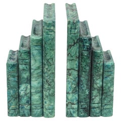 Vintage Italian Turquoise Green Alabaster Bookends Pair Of