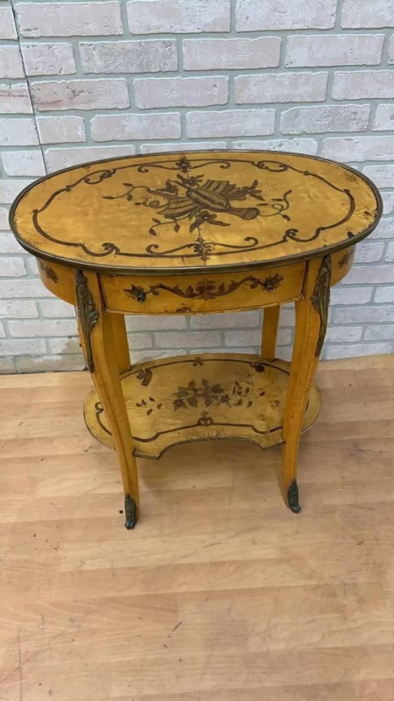 Vintage Italian Two Tier Inlaid Side Table

This Vintage Italian Inlaid Side Table features a sophisticated two-tier design, providing both style and functionality. The elegant curved legs, adorned with ferrules, enhance its classic appeal, while