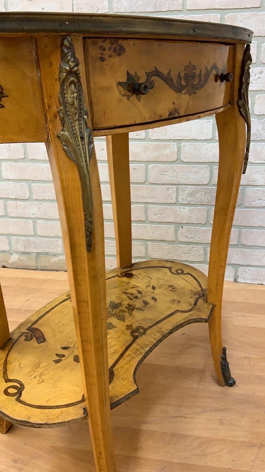 Mid-Century Modern Vintage Italian Two Tier Inlaid Side Table For Sale