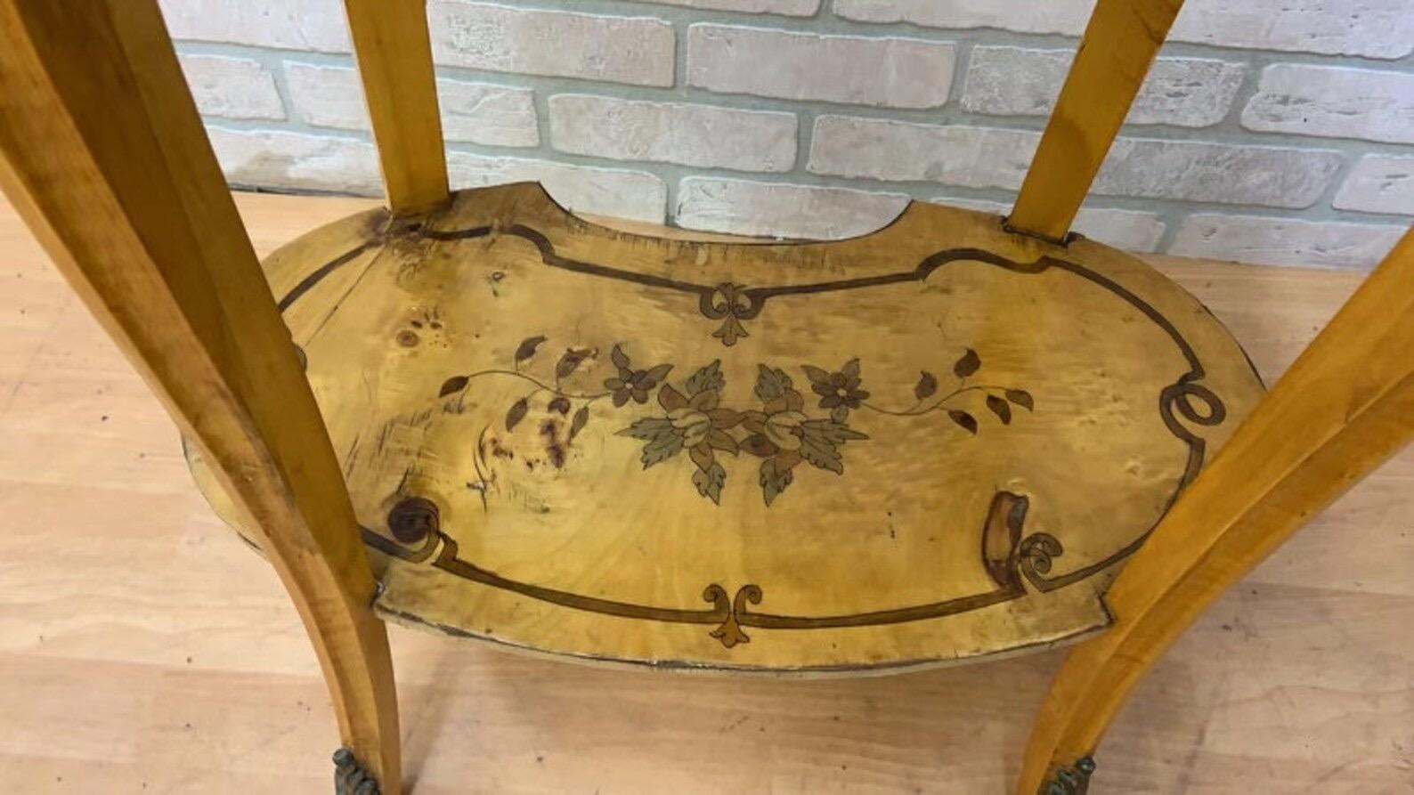 French Provincial Vintage Italian Two Tier Inlaid Side Table For Sale