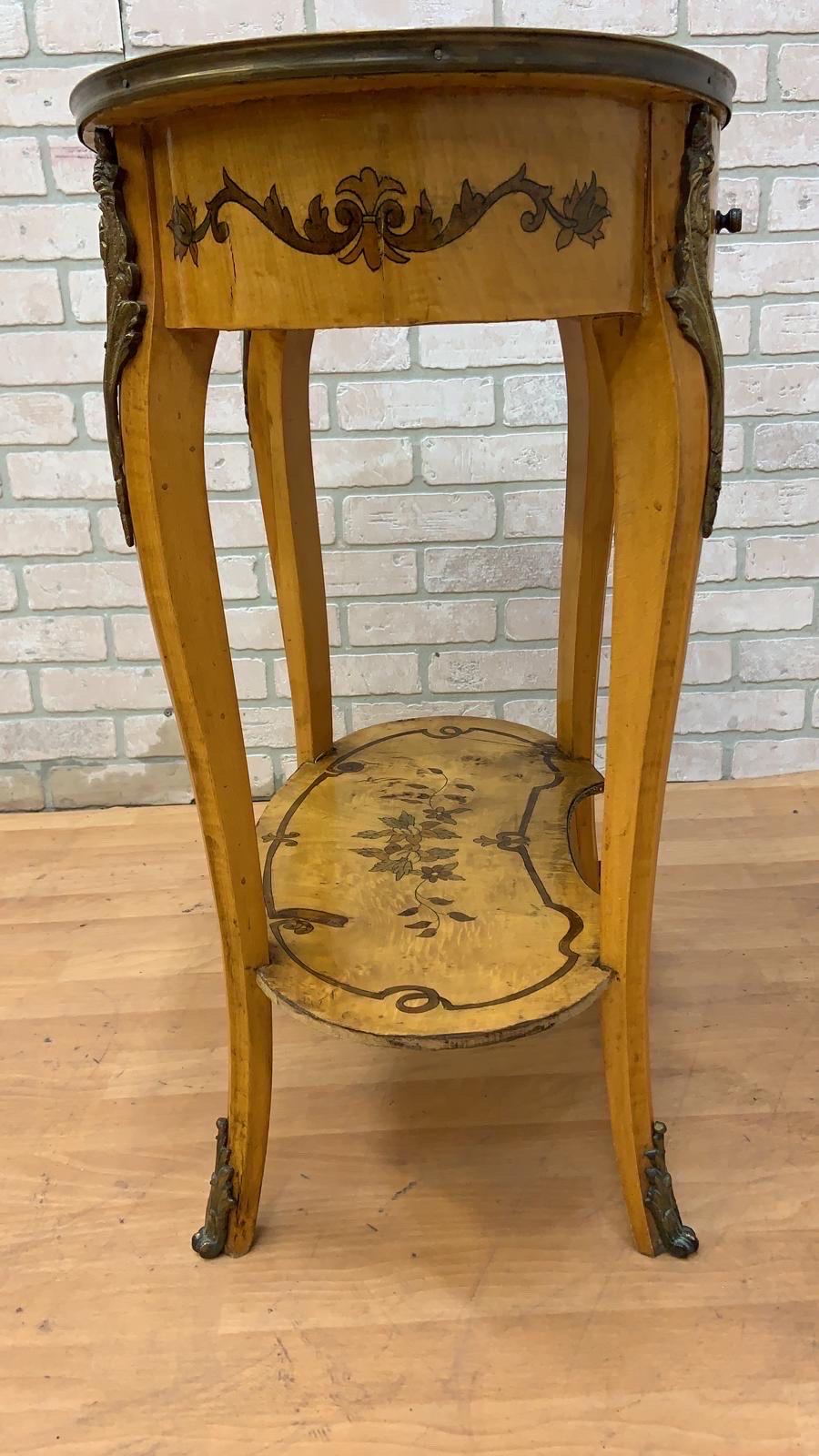 Unknown Vintage Italian Two Tier Inlaid Side Table For Sale